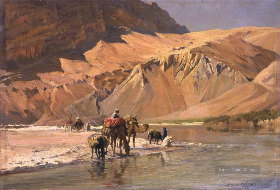 La riviere a El Kantara Eugene Girardet Orientalist Ölgemälde